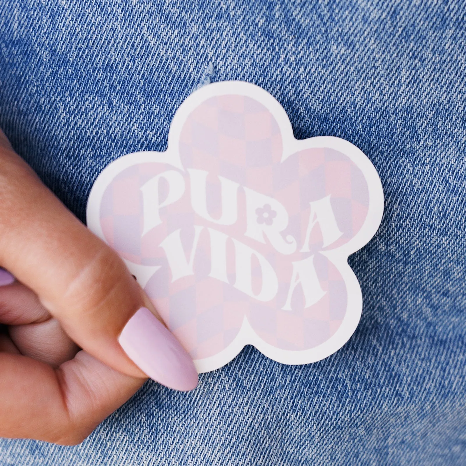 Checkered Flower Sticker