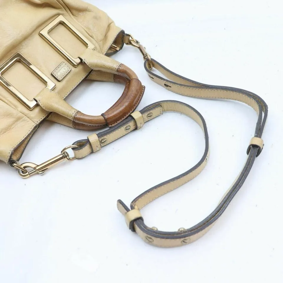 Chloe Beige Leather 2way Shoulder Bag  861600