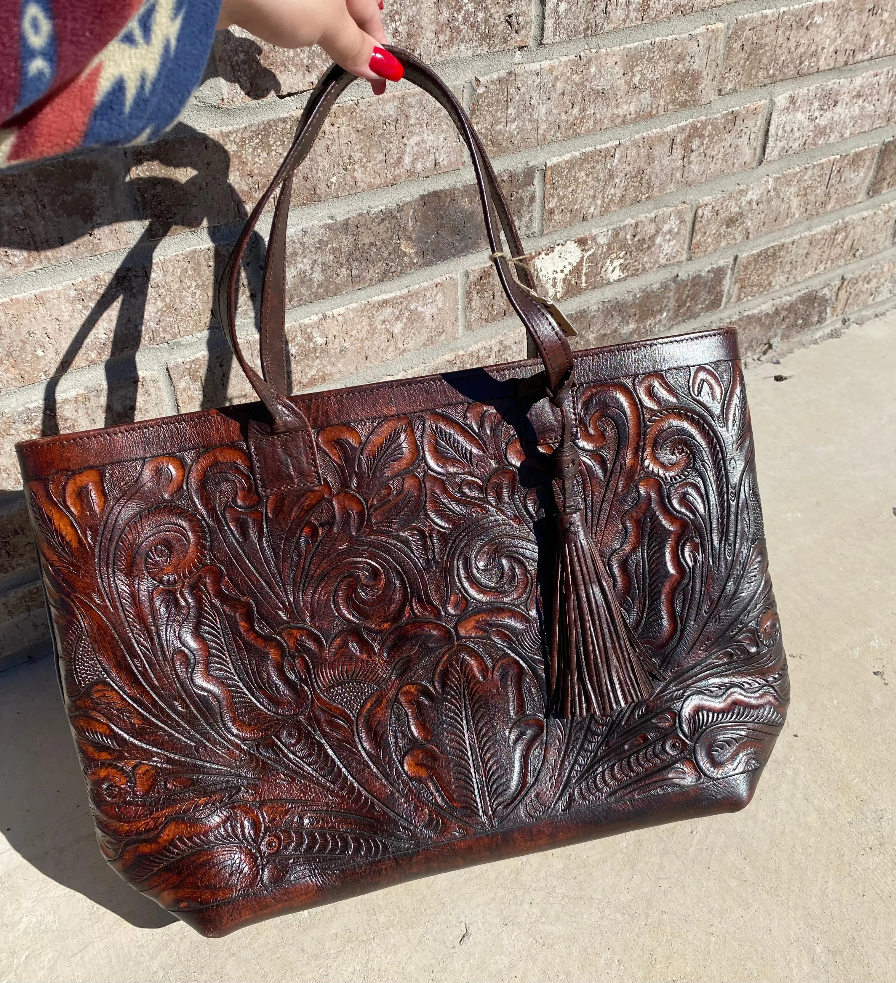 Chocolate Tooled Tote