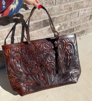 Chocolate Tooled Tote