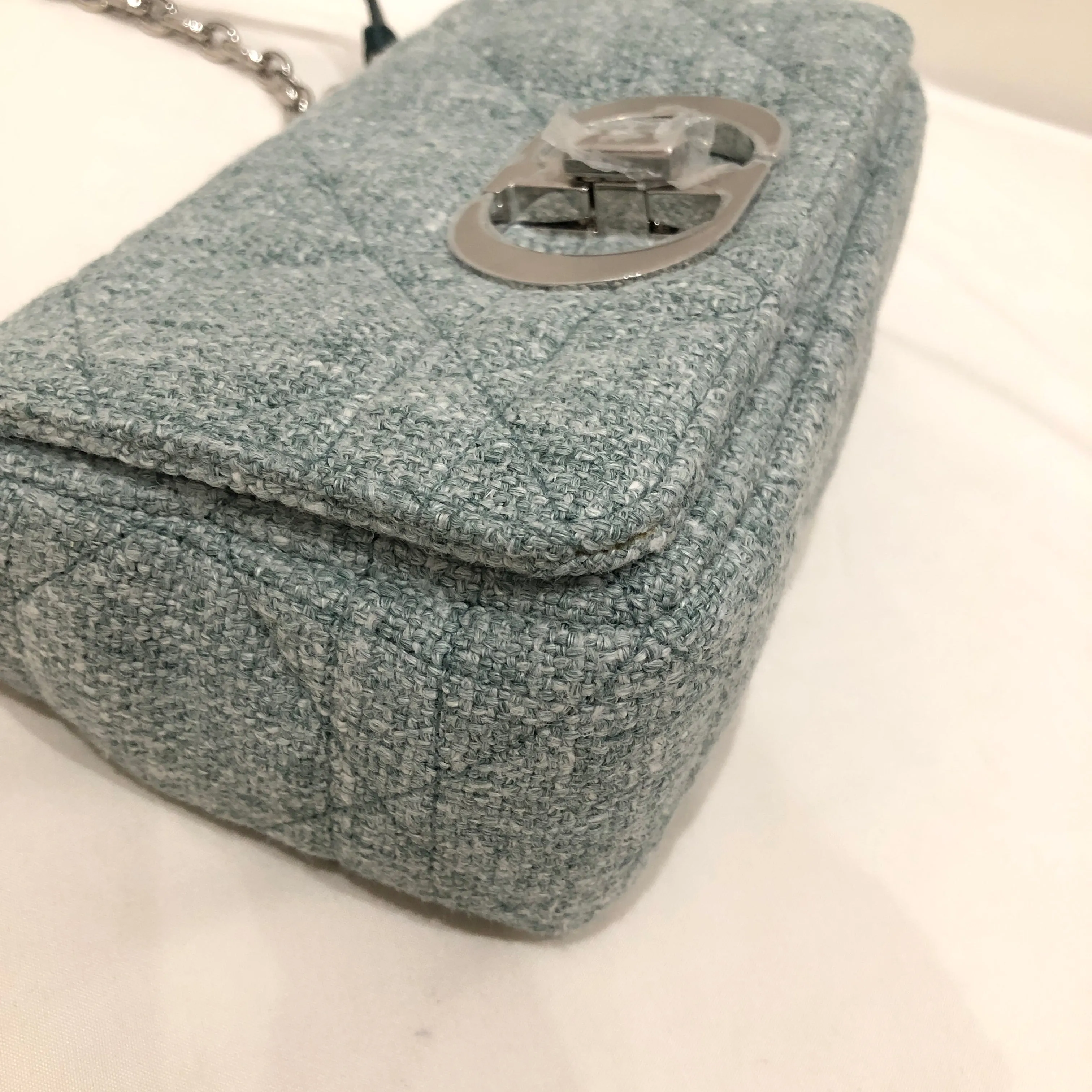 Christian Dior Green Tweed Caro Bag Macrocannage Shoulder Bag Sku# 81851