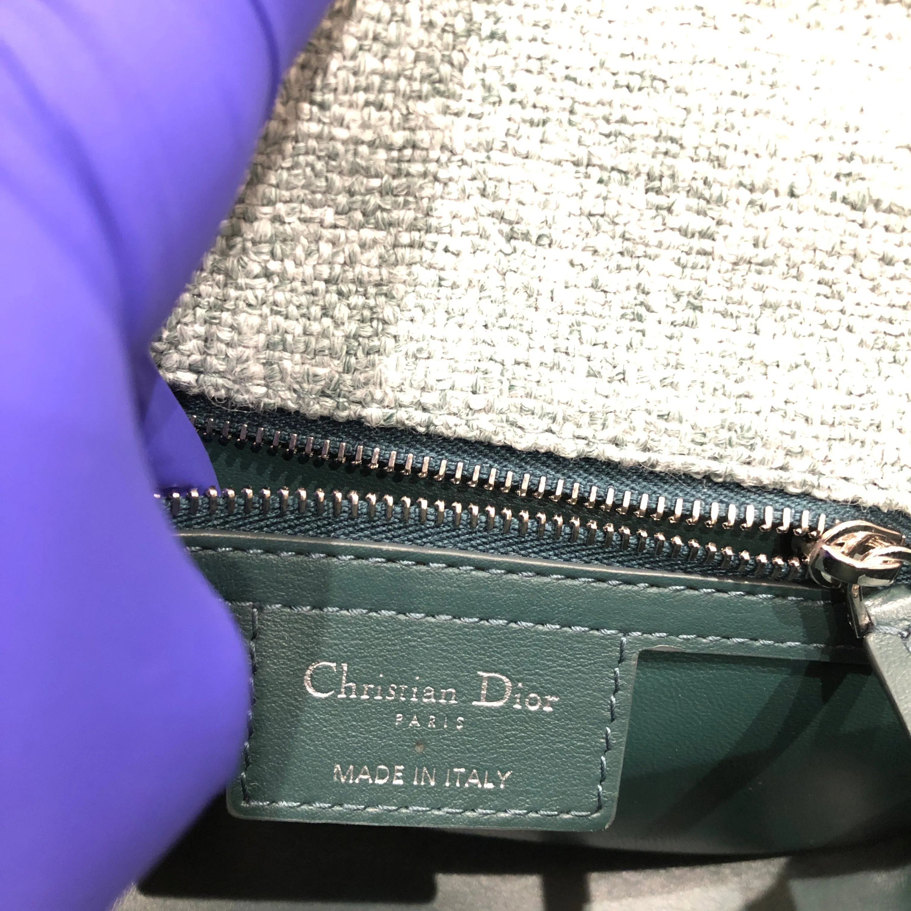 Christian Dior Green Tweed Caro Bag Macrocannage Shoulder Bag Sku# 81851