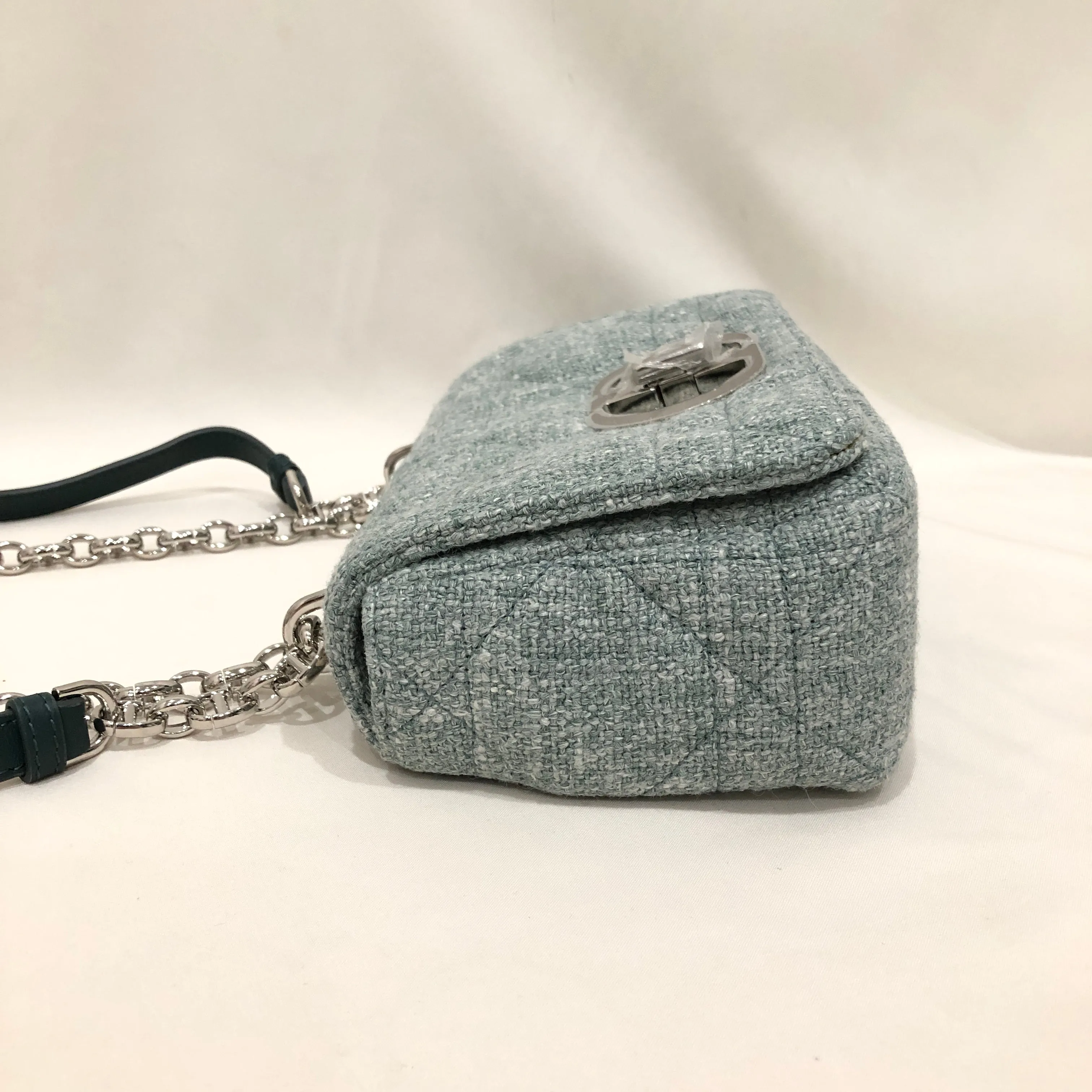Christian Dior Green Tweed Caro Bag Macrocannage Shoulder Bag Sku# 81851