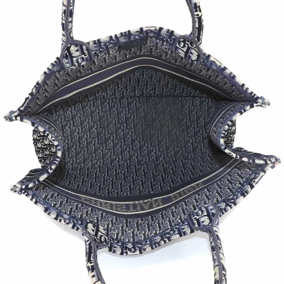 Christian Dior Oblique Book Large Velvet Navy Tote Bag
