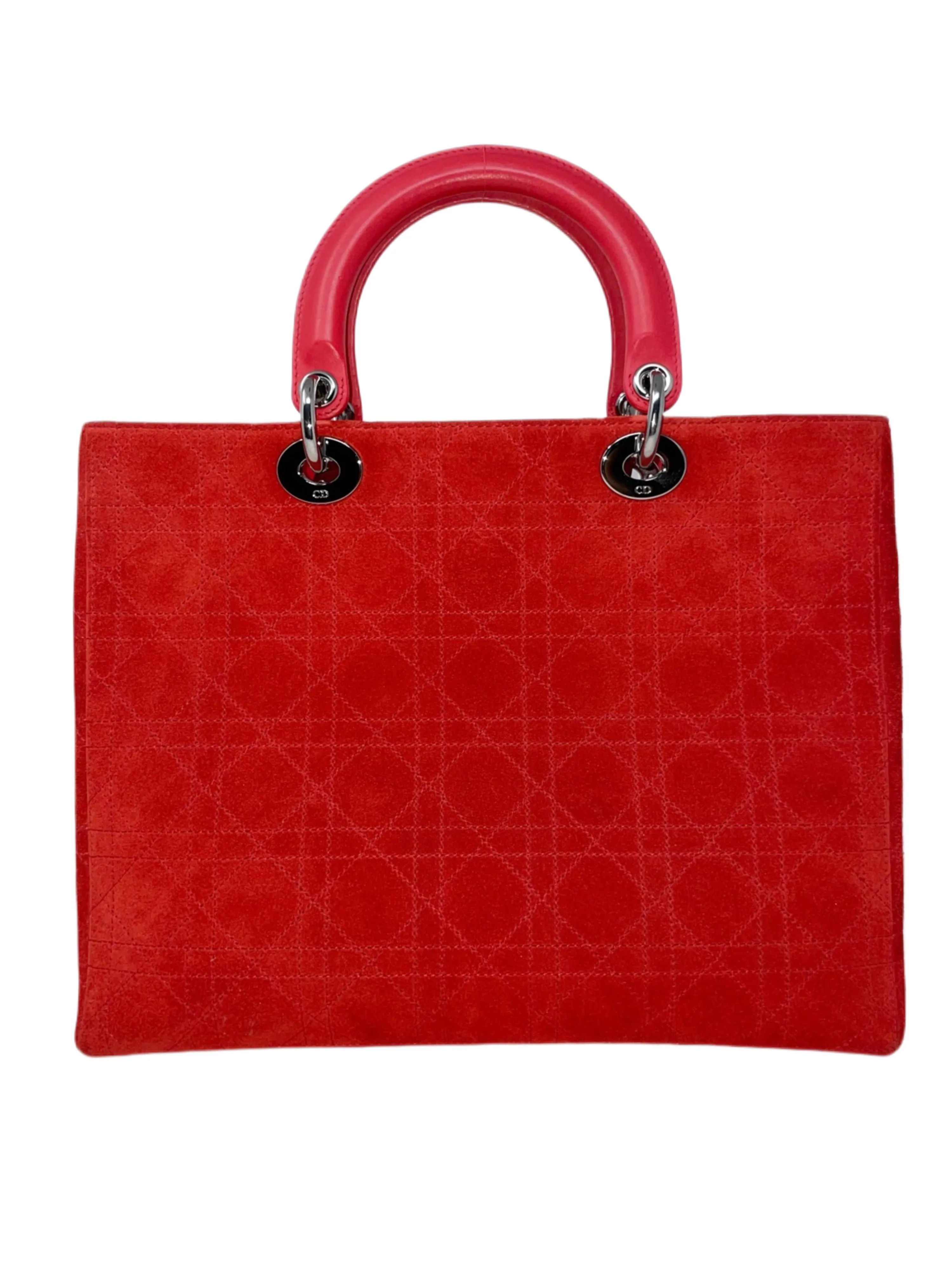 Christian Dior "Lady Dior" Cannage, Red Suede Handbag with Wallet & Strap, July 2003