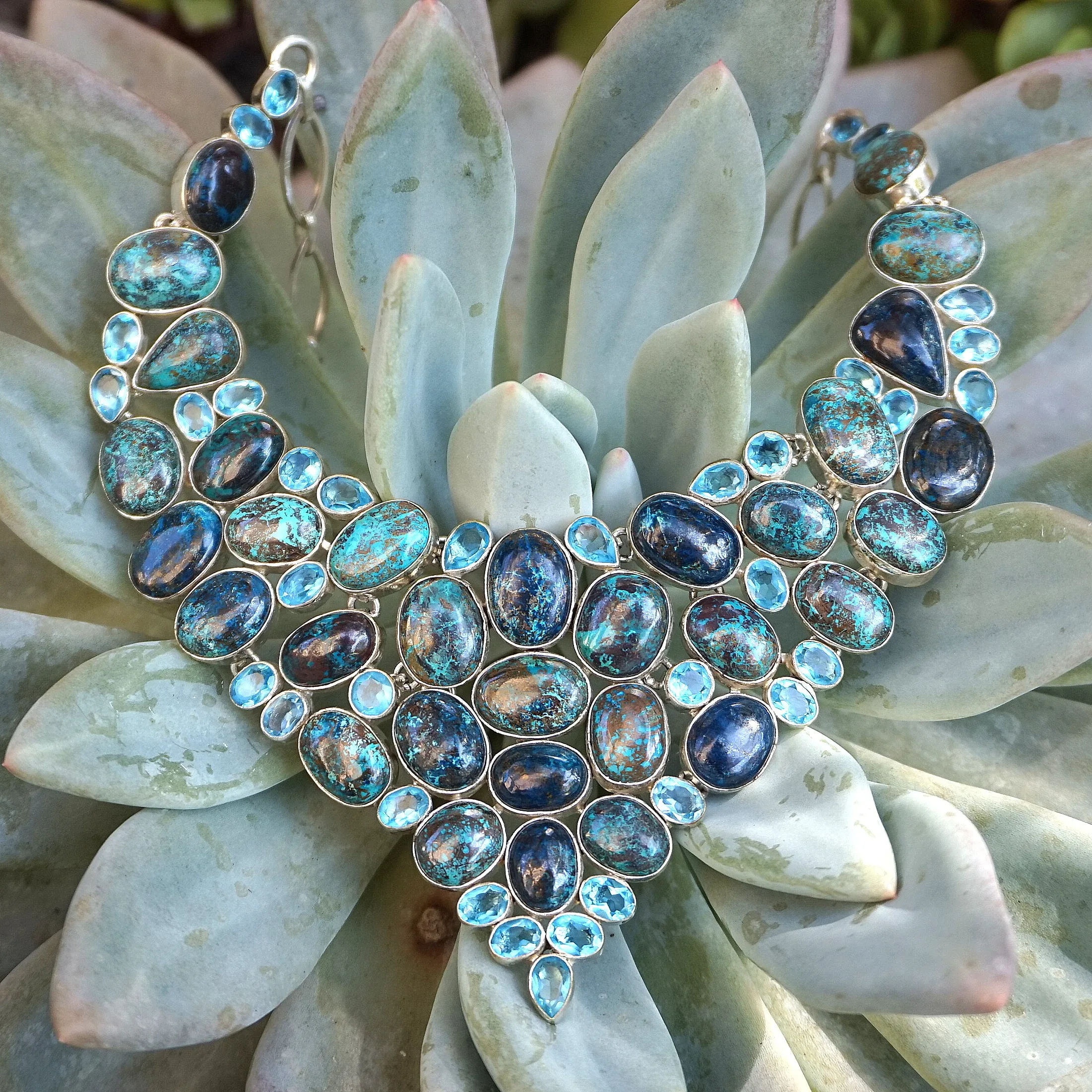 Chrysocolla and Blue Topaz Necklace 1
