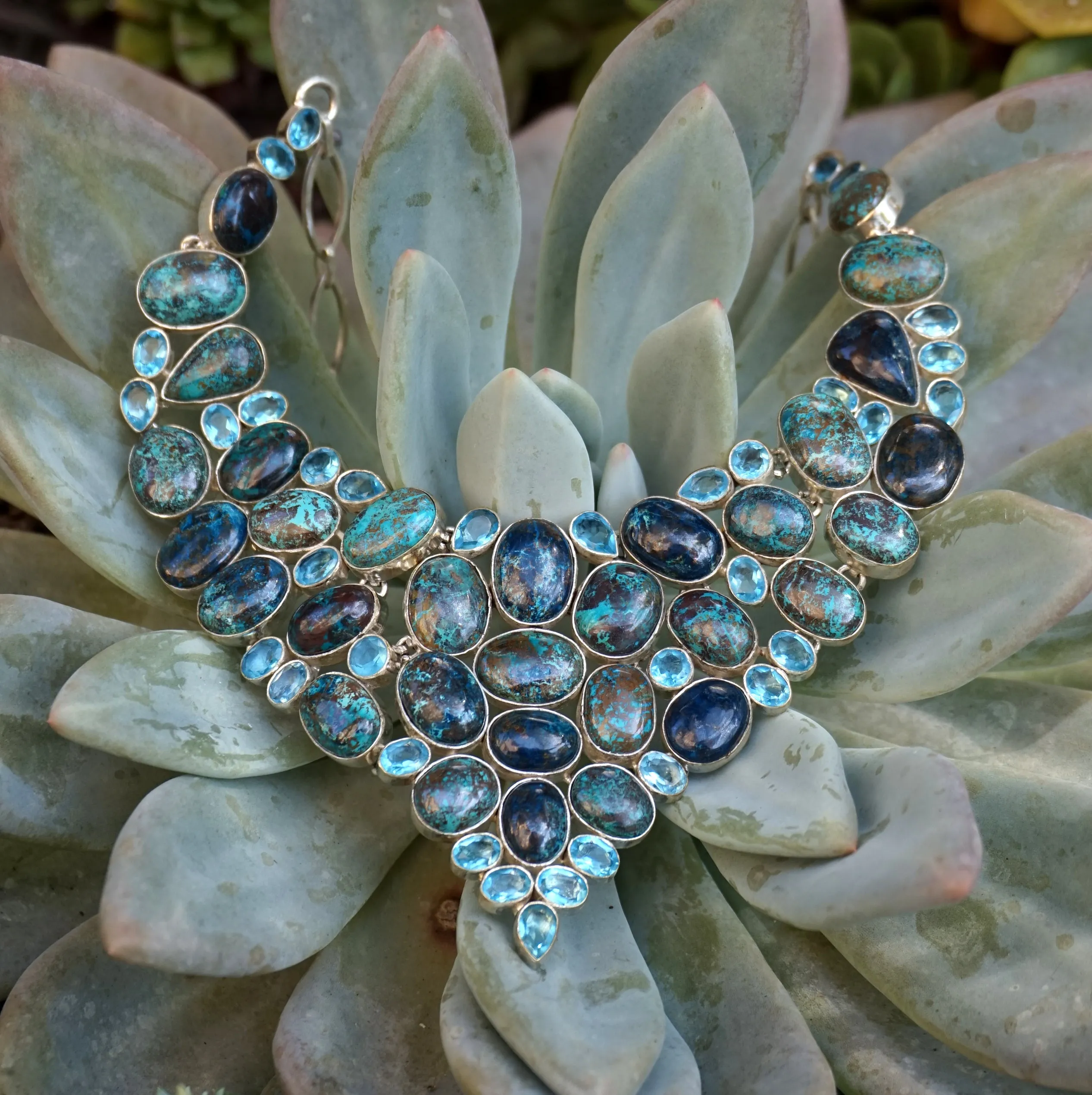 Chrysocolla and Blue Topaz Necklace 1