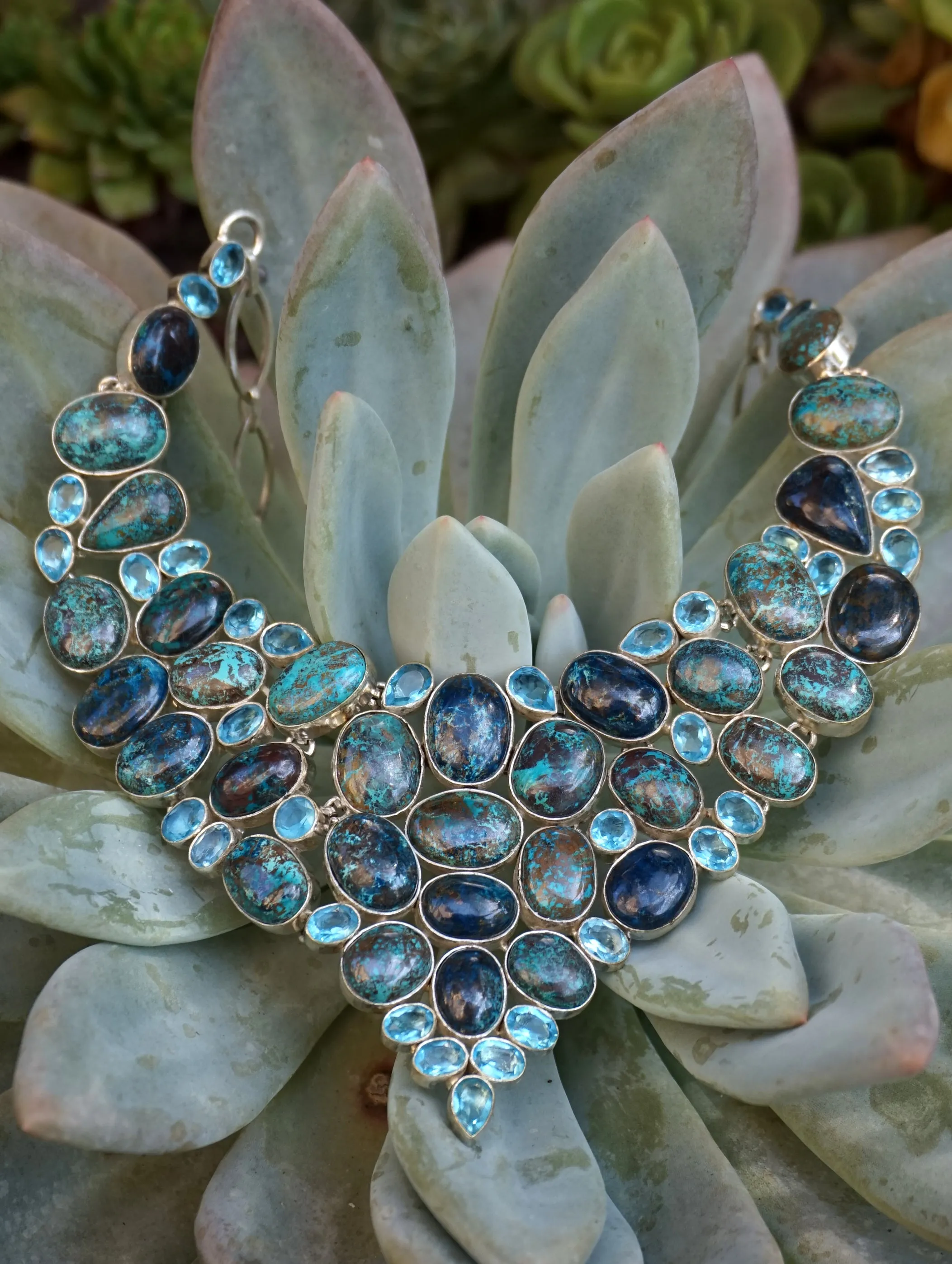 Chrysocolla and Blue Topaz Necklace 1