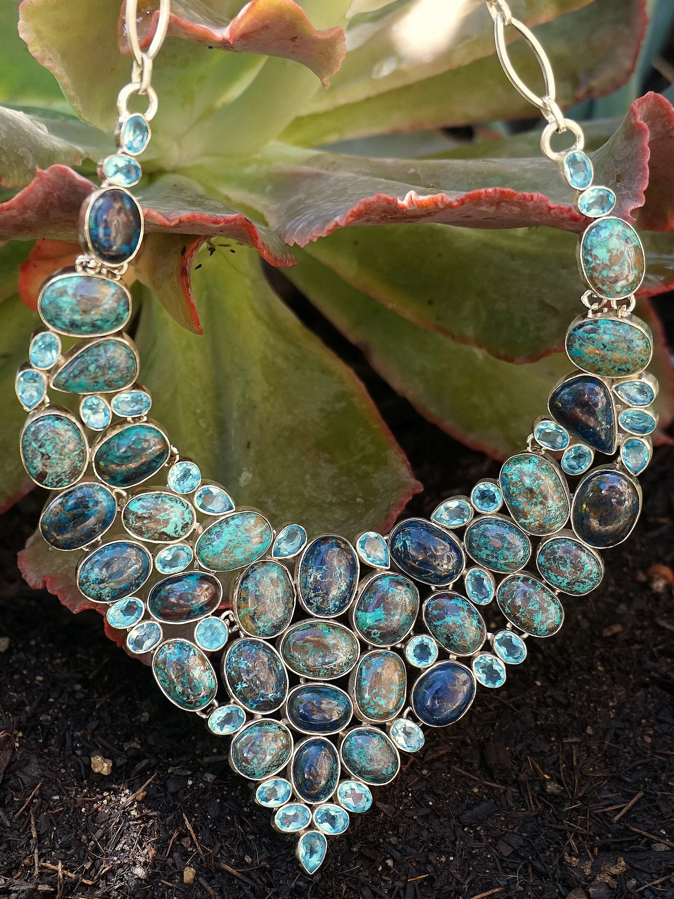 Chrysocolla and Blue Topaz Necklace 1