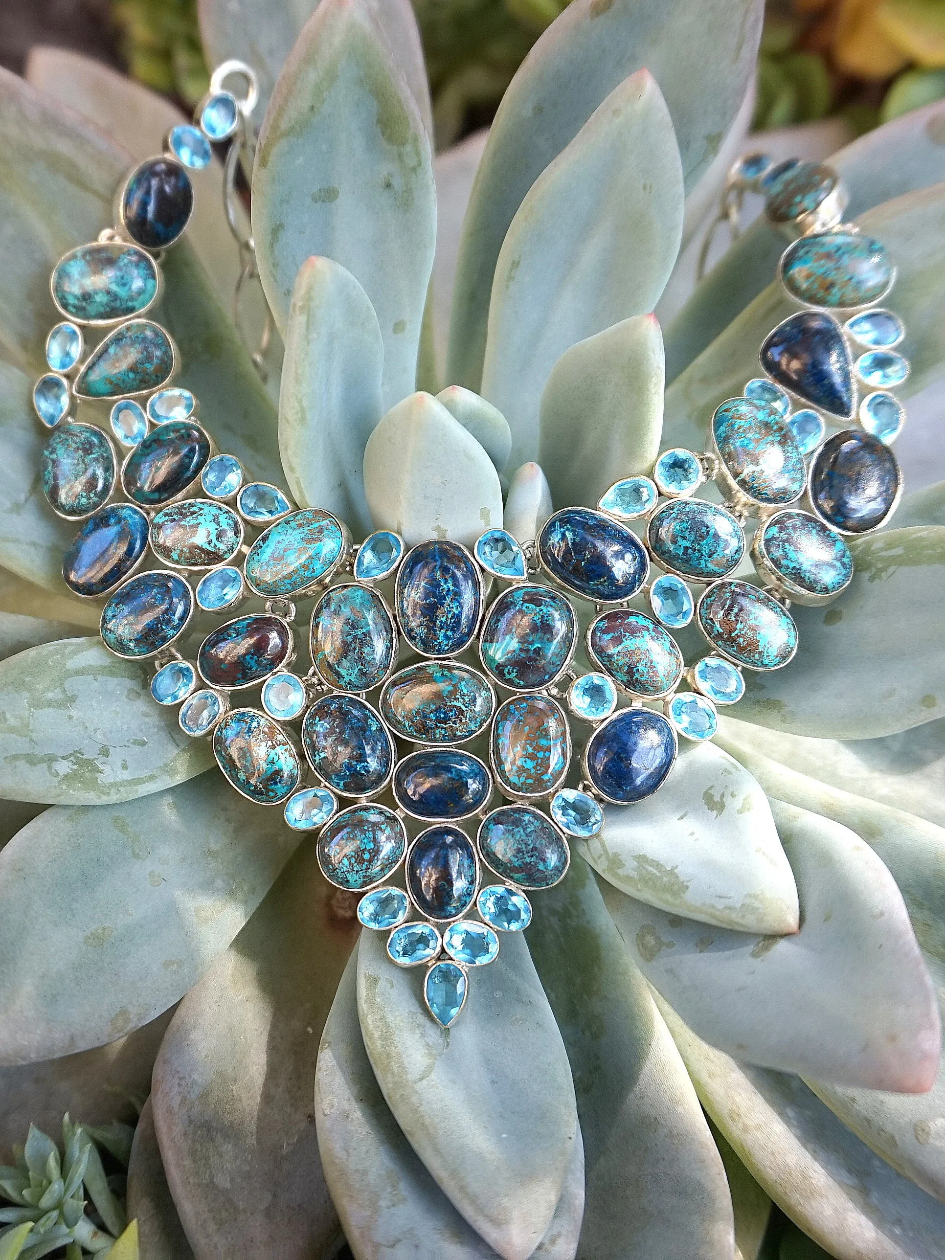 Chrysocolla and Blue Topaz Necklace 1