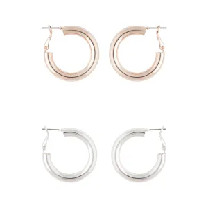 Classic Pack Chunky Rose Gold Silver Hoop