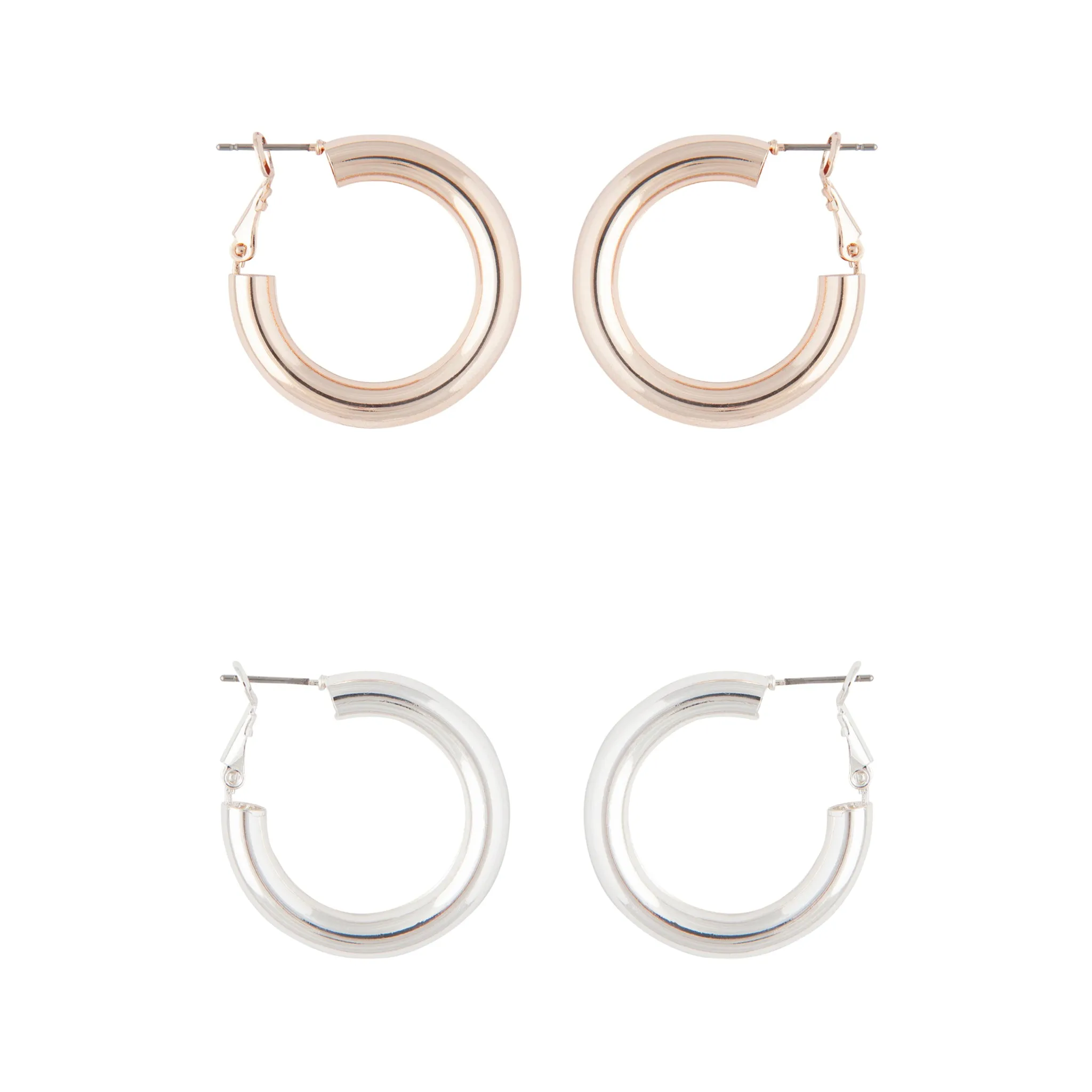 Classic Pack Chunky Rose Gold Silver Hoop