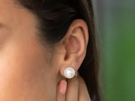 Classic Pearl Studs (White/Pink/Silver - Medium Size)
