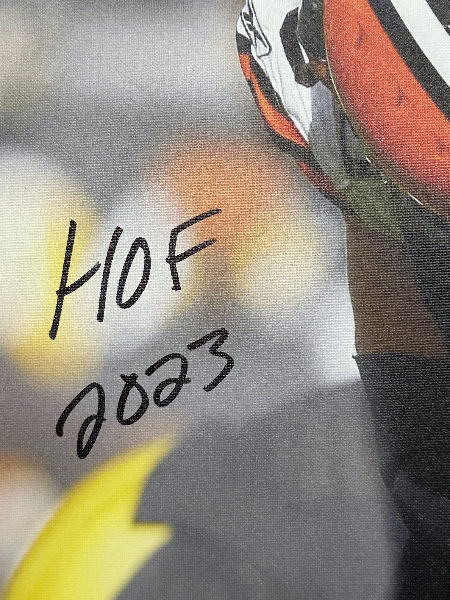 Cleveland Browns Joe Thomas Hand Signed Autographed 30x40 Canvas with Multiple Inscriptions with COA