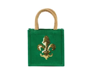 Clovis Fleur Sequin Petite Gift Tote - Green/Gold