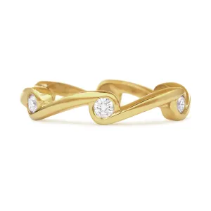 Contour Wave Diamond and Yellow Gold Stack Band