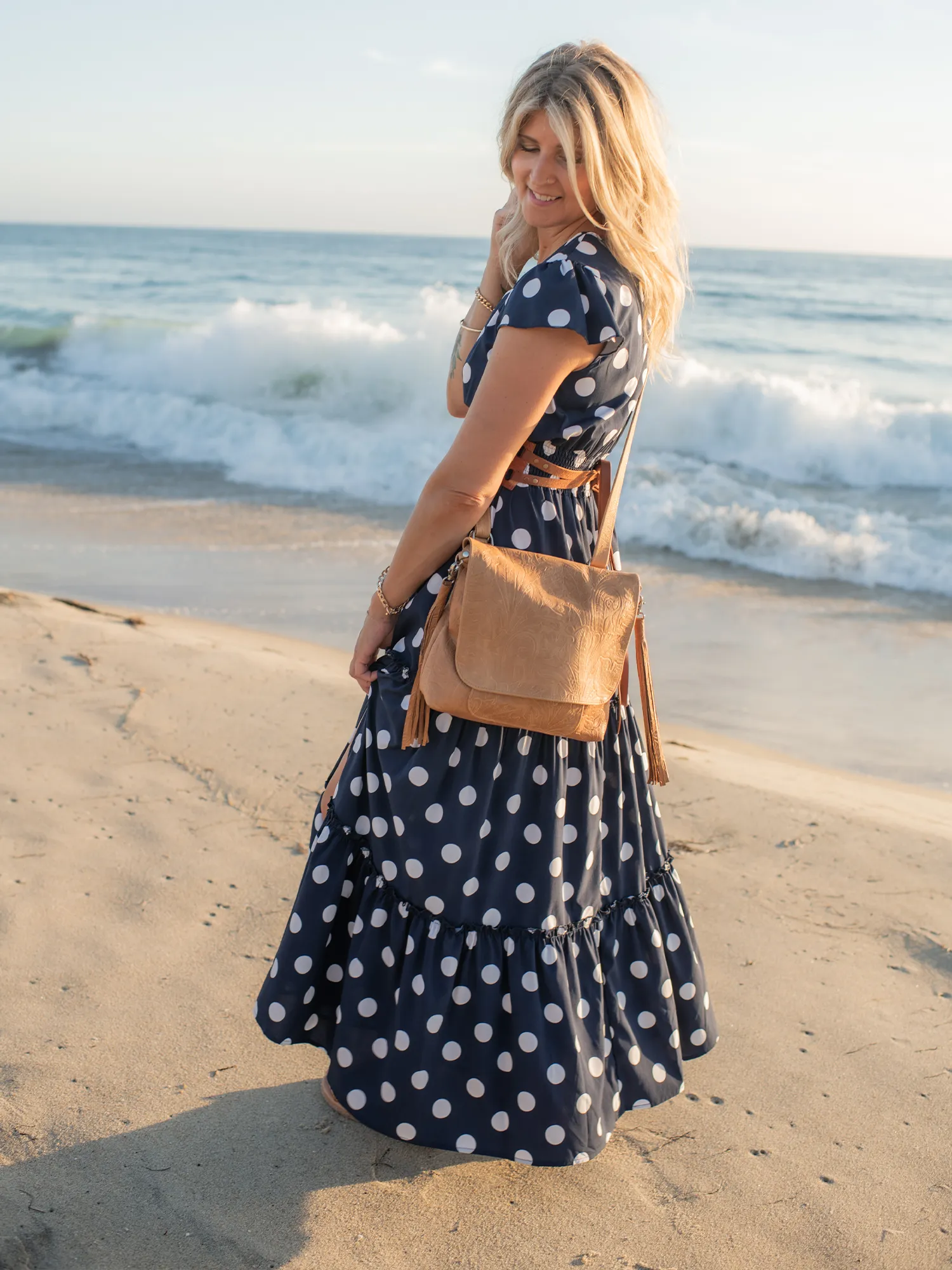 Convertible Backpack ~ Tawny Embossed Floral
