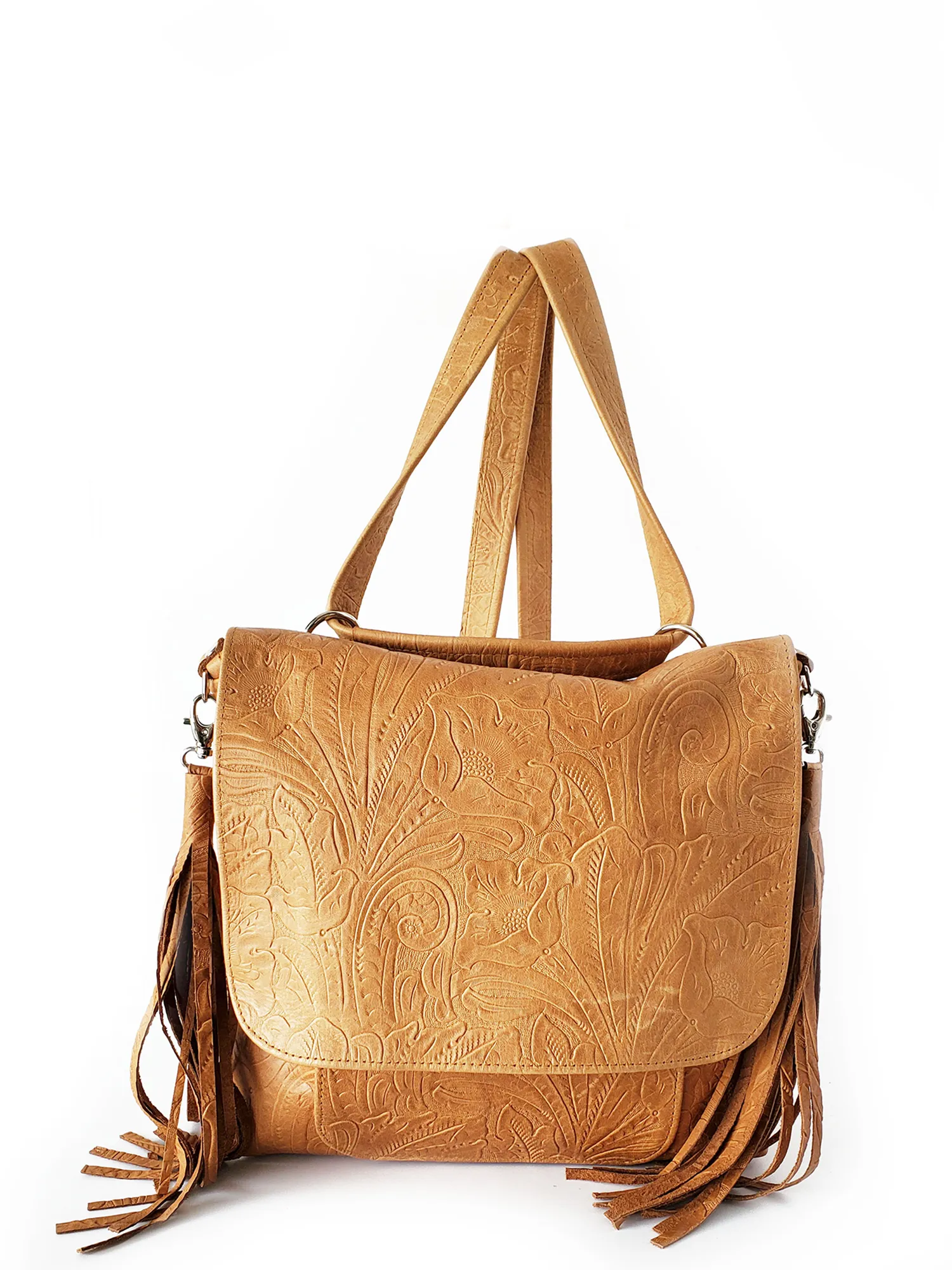 Convertible Backpack ~ Tawny Embossed Floral