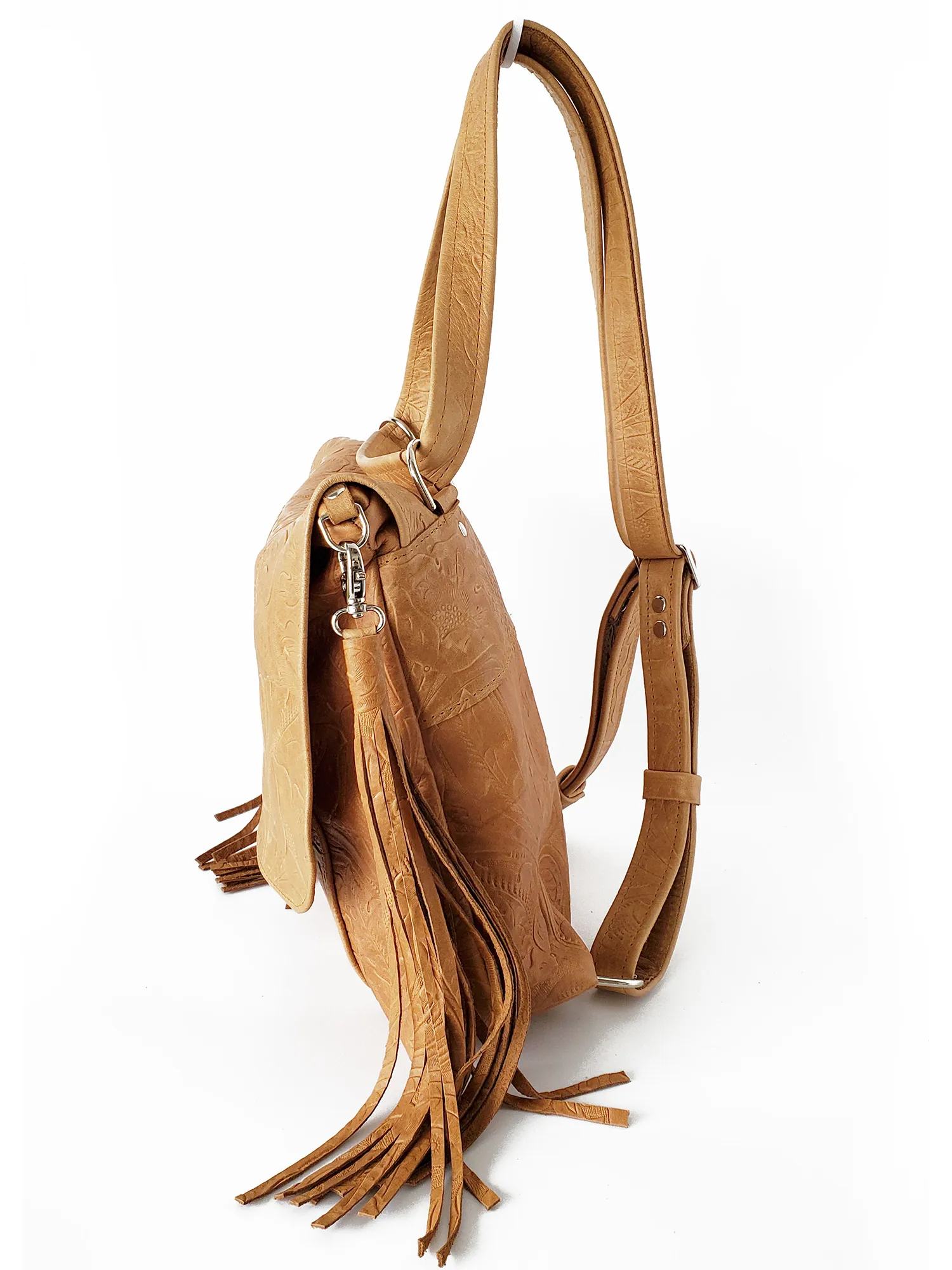 Convertible Backpack ~ Tawny Embossed Floral