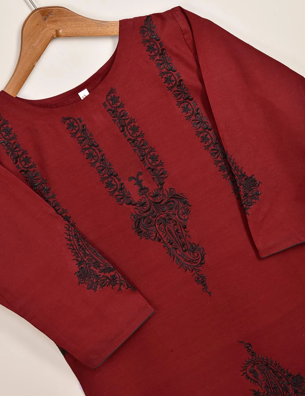 Cotton Embroidered Stitched Kurti - Camellia (TS-031E-Maroon)