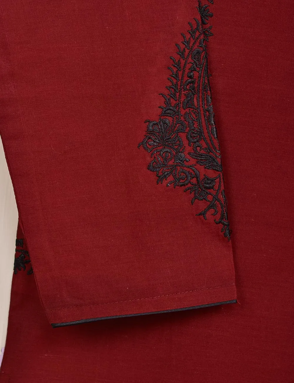 Cotton Embroidered Stitched Kurti - Camellia (TS-031E-Maroon)