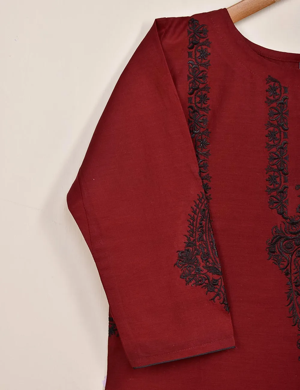 Cotton Embroidered Stitched Kurti - Camellia (TS-031E-Maroon)