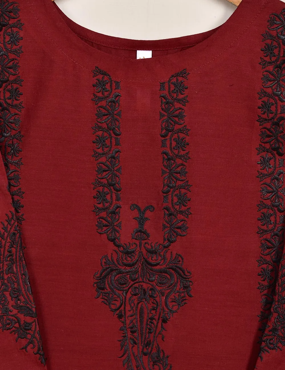 Cotton Embroidered Stitched Kurti - Camellia (TS-031E-Maroon)