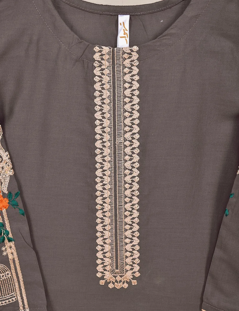 Cotton Embroidered Stitched Kurti - Majestic Cage (TS-021G-PurplishGrey)