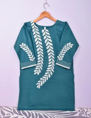 Cotton Embroidered Stitched Kurti - Renewed Carnation (TS-007C-Turquoise)