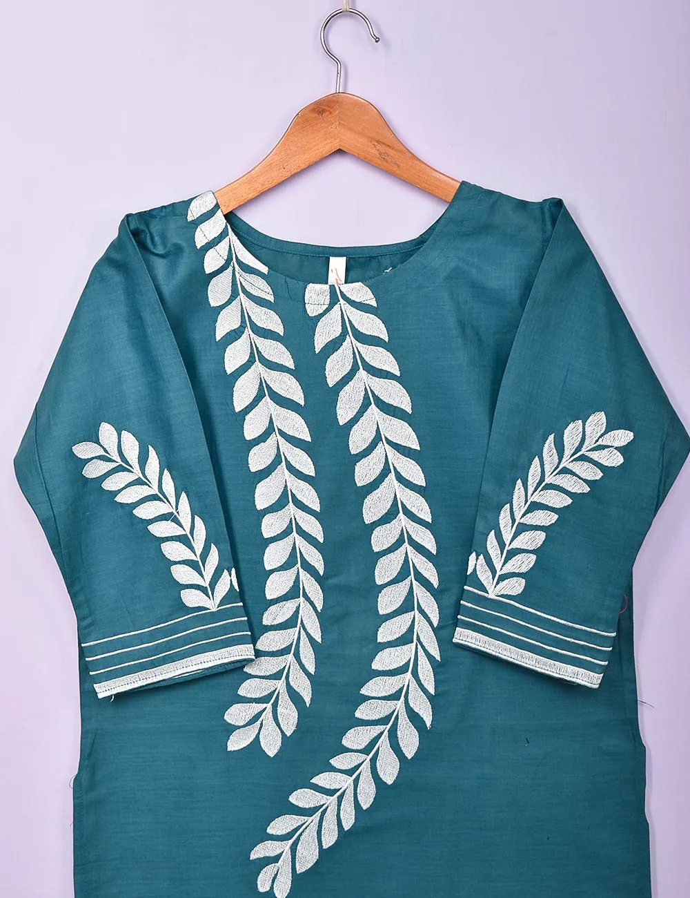 Cotton Embroidered Stitched Kurti - Renewed Carnation (TS-007C-Turquoise)