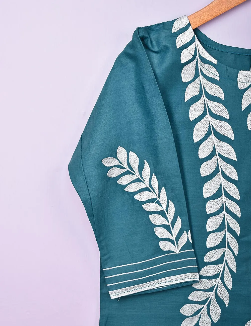 Cotton Embroidered Stitched Kurti - Renewed Carnation (TS-007C-Turquoise)