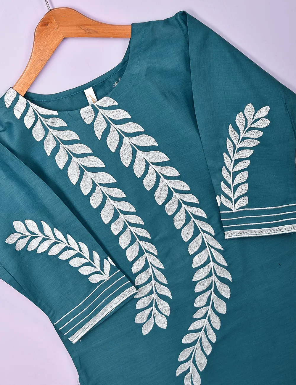 Cotton Embroidered Stitched Kurti - Renewed Carnation (TS-007C-Turquoise)