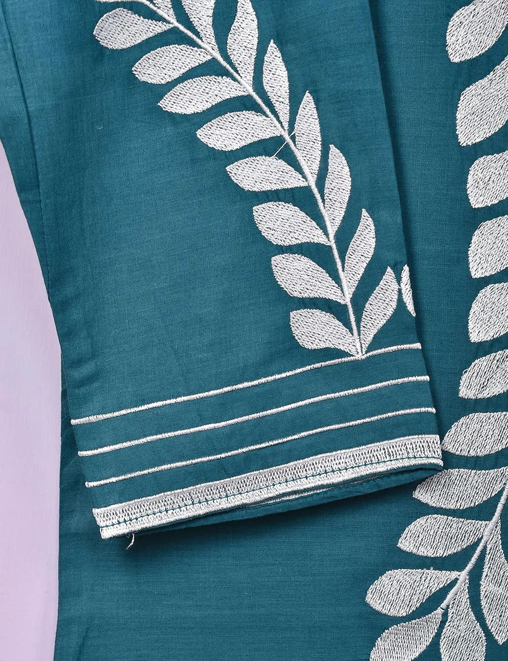 Cotton Embroidered Stitched Kurti - Renewed Carnation (TS-007C-Turquoise)