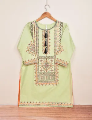 Cotton Jacquard Stitched Kurti - (TS-093A-LightGreen)