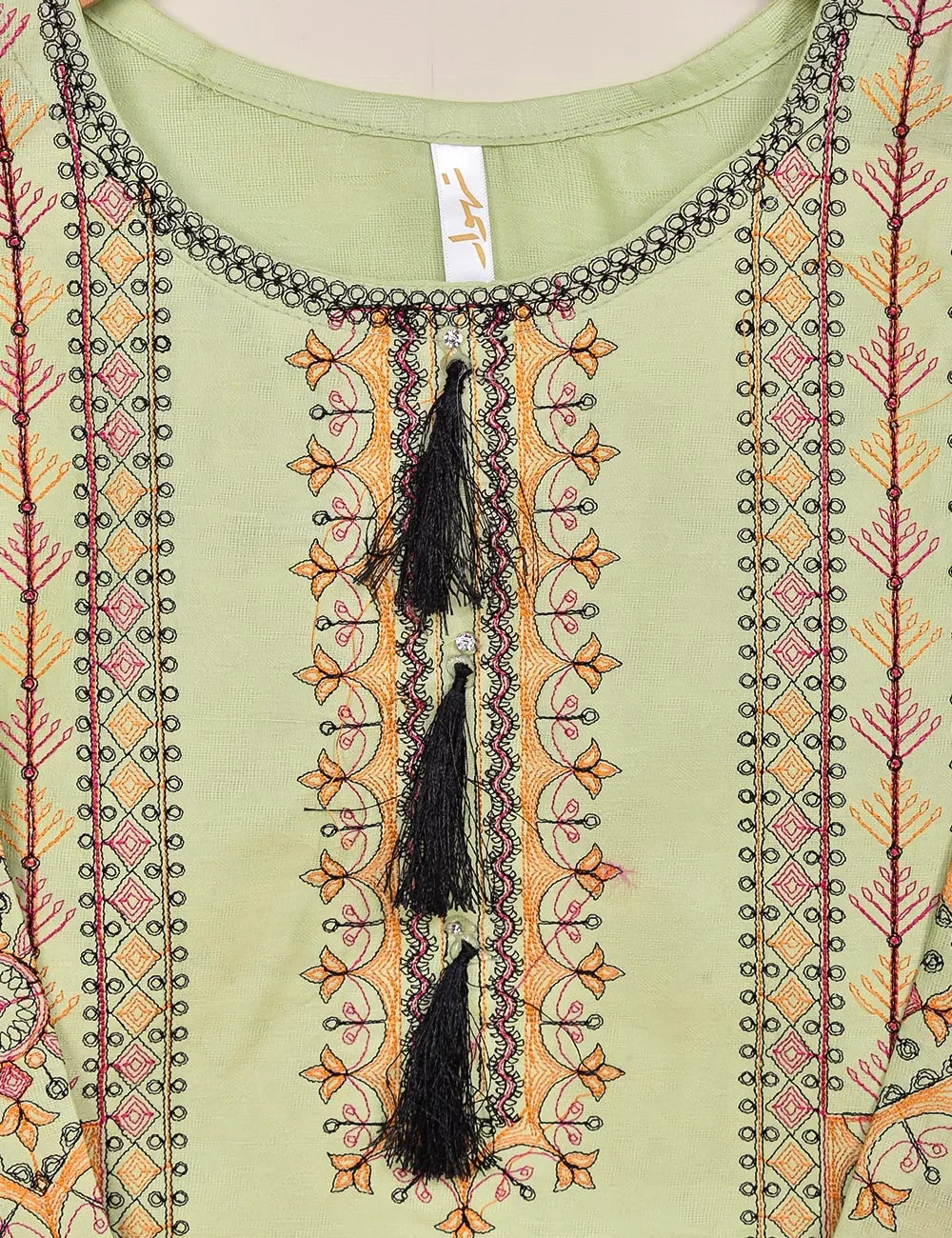 Cotton Jacquard Stitched Kurti - (TS-093A-LightGreen)