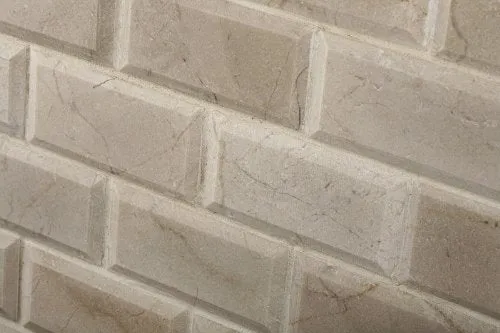 Crema Marfil Marble 2 X 4 Brick Mosaic Tile, Polished & Beveled - 6 X 6 Sample