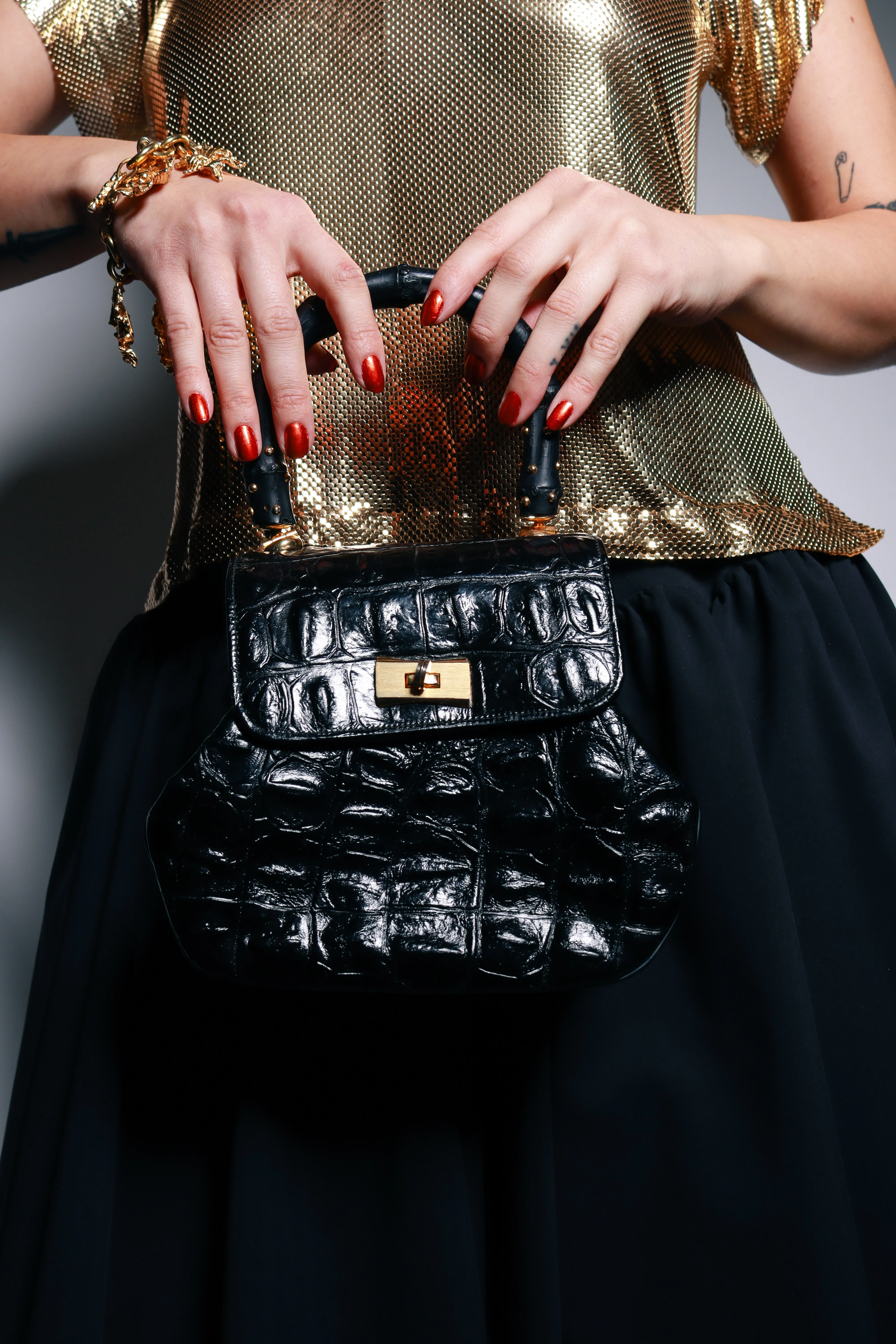 Crocodile Accordion Handbag