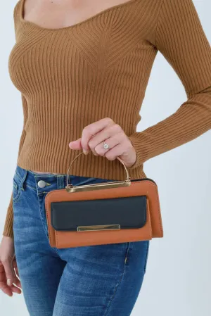 Crossbody Clutch Wallet Bag -Tan