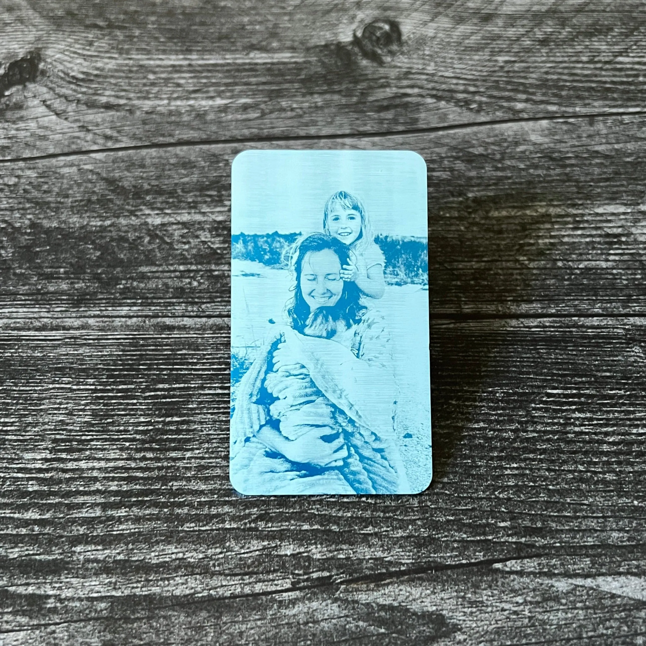 Custom Metal Engraved Photo Wallet Insert with Your Text on the Back