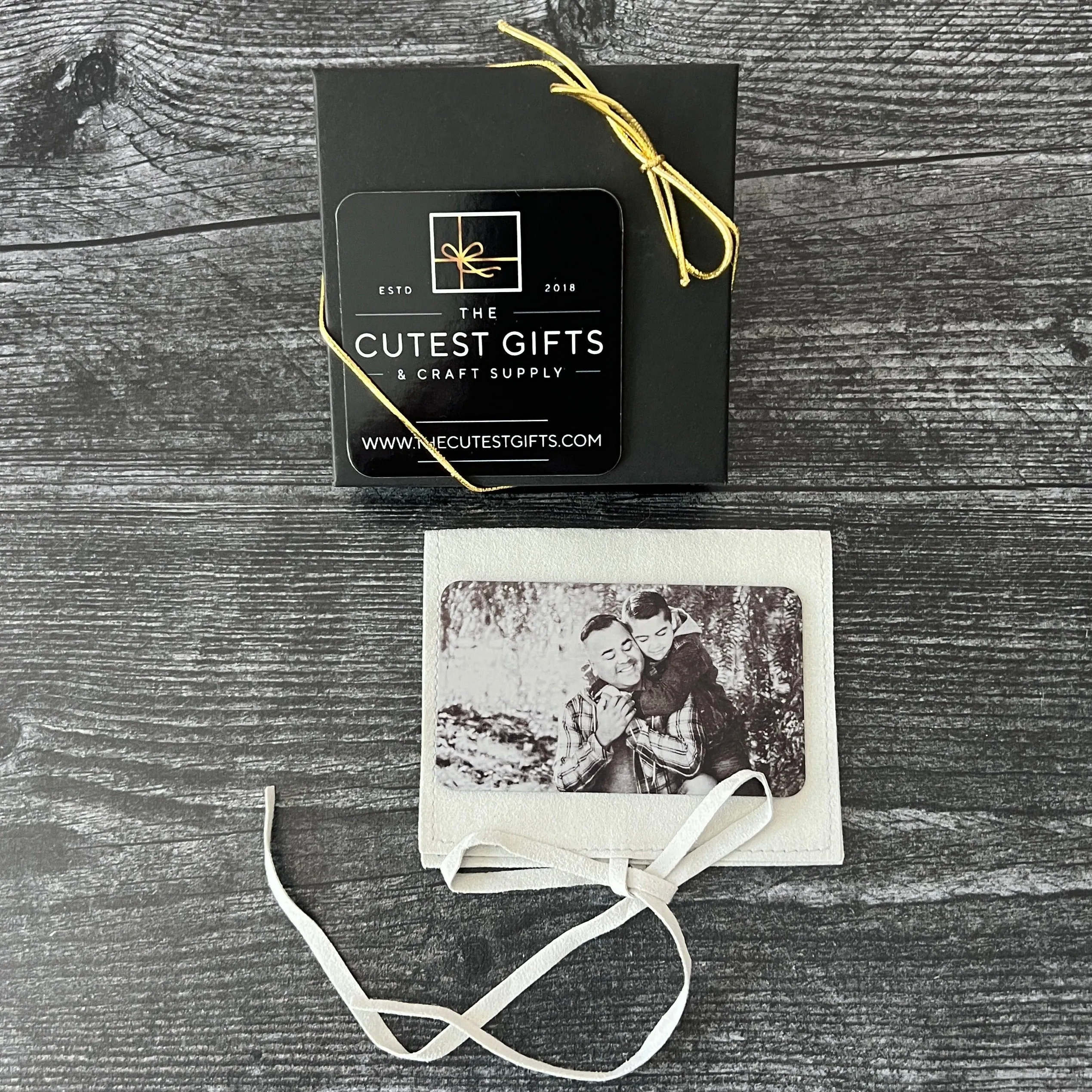 Custom Metal Engraved Photo Wallet Insert with Your Text on the Back