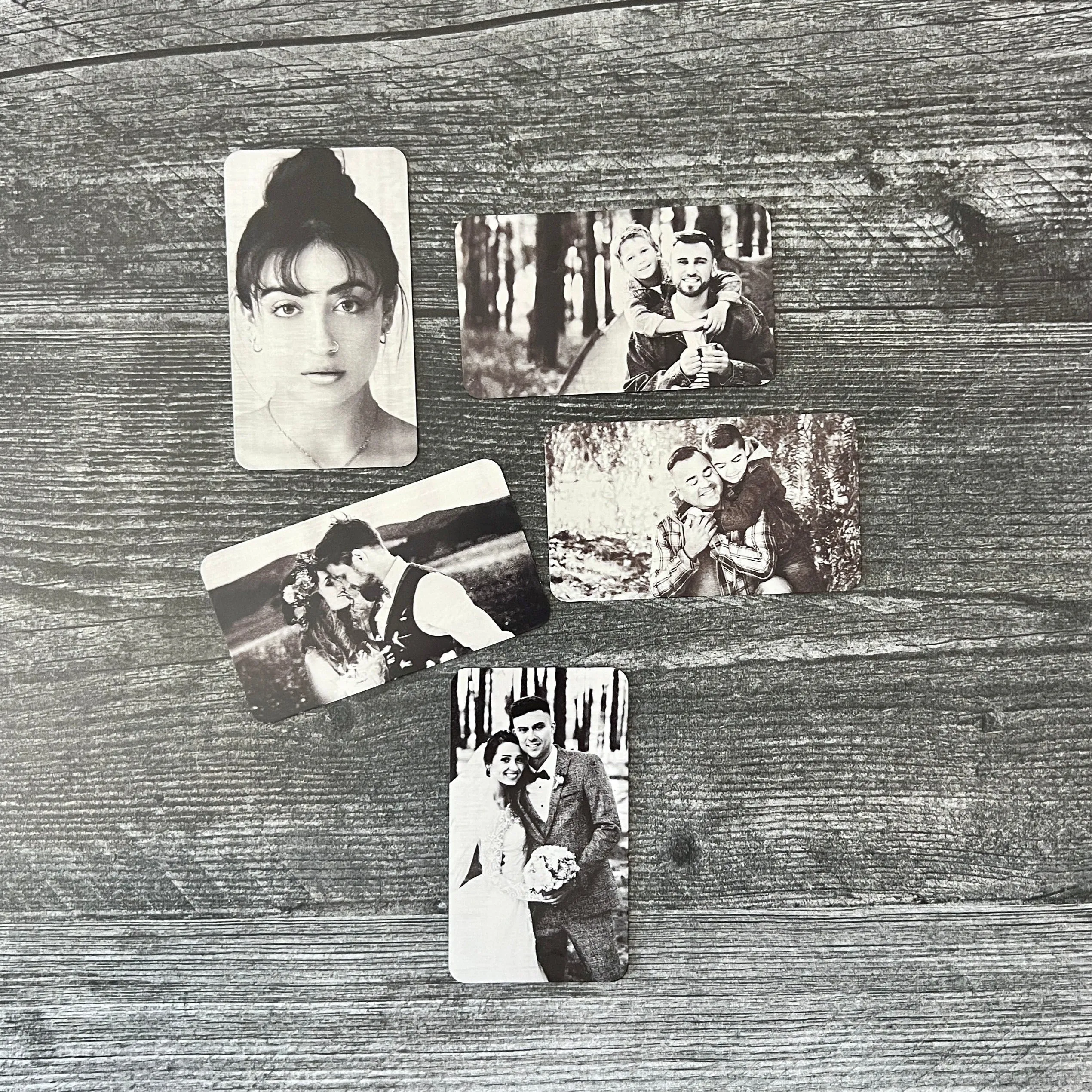 Custom Metal Engraved Photo Wallet Insert with Your Text on the Back