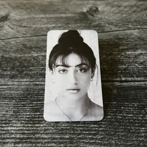 Custom Metal Engraved Photo Wallet Insert with Your Text on the Back