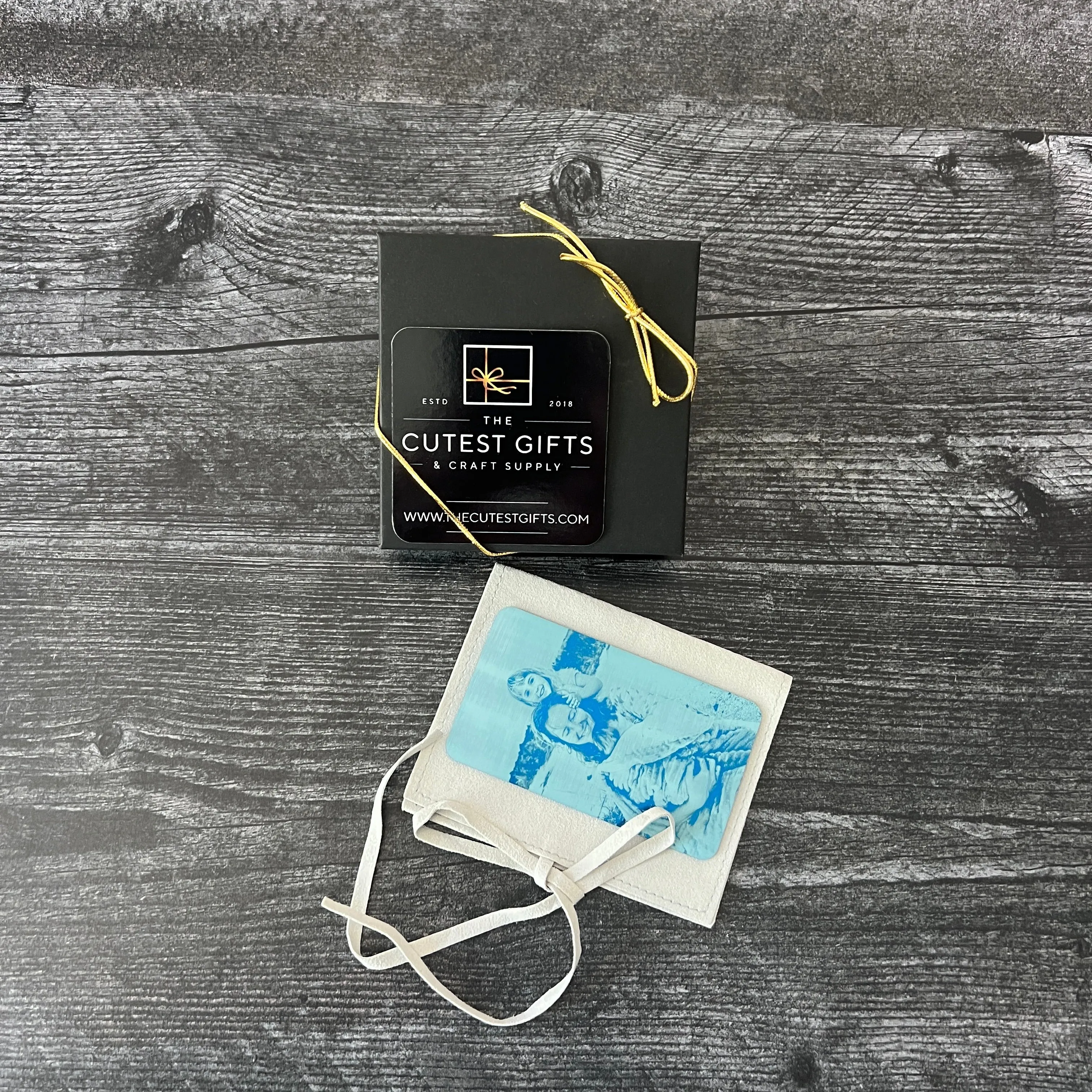 Custom Metal Engraved Photo Wallet Insert with Your Text on the Back