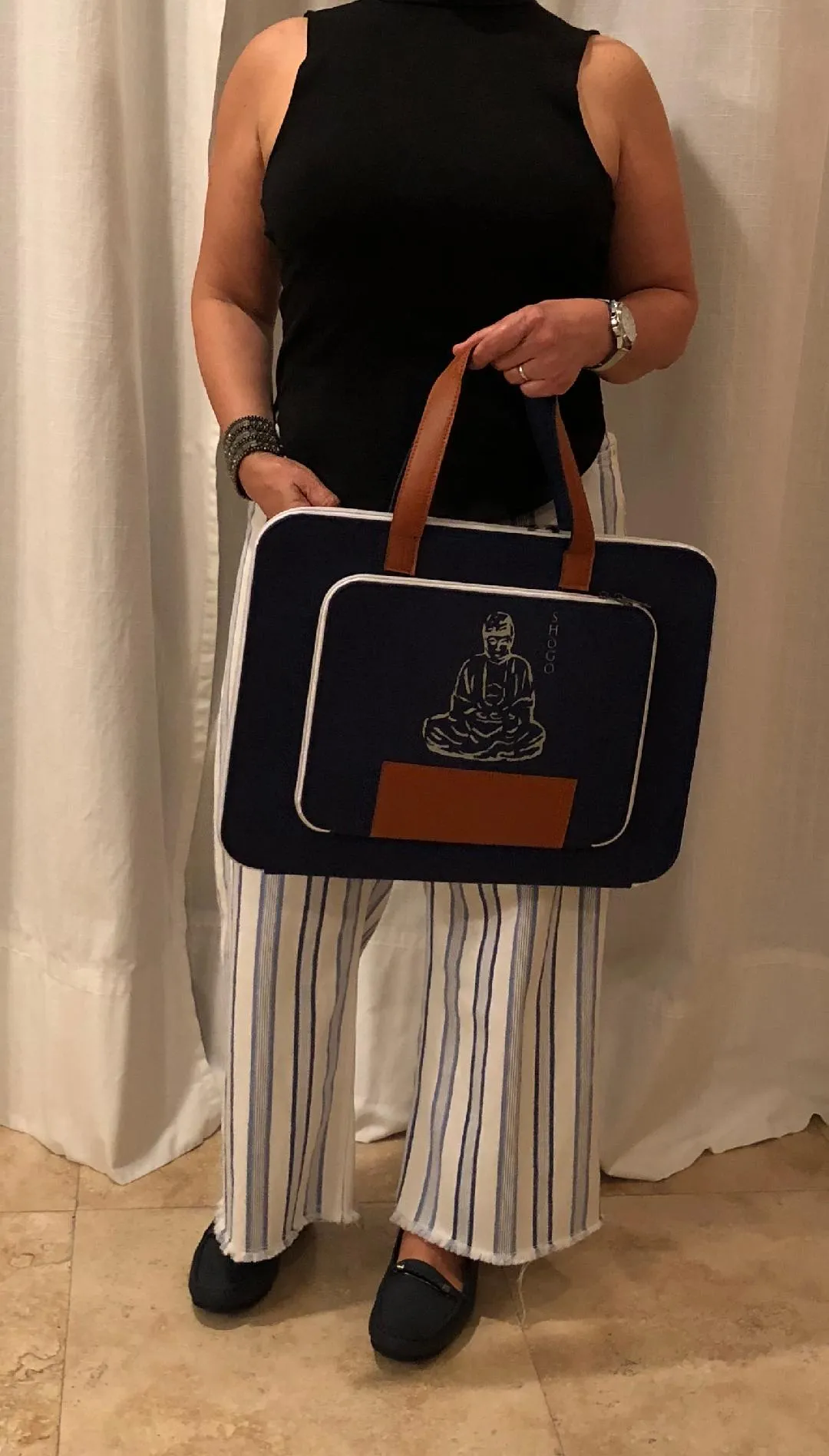 Customized Blue Laptop Sleeve bag  Meditation Collection