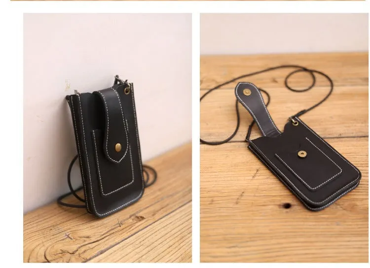 Cute Brown LEATHER Slim Side Bags Pouch Phone WOMEN SHOULDER BAG Phone Crossbody Pouch FOR WOMEN