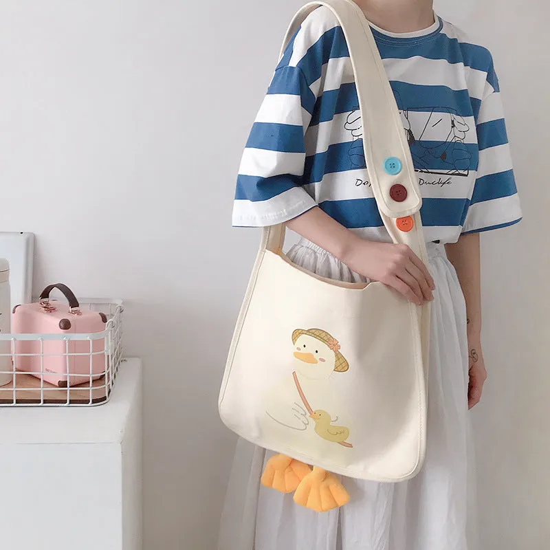 CUTE DUCK PRINT CANVAS BAG UB2612