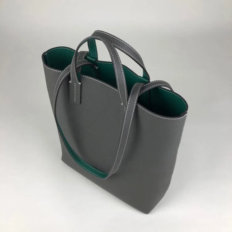 Cute Womens Gray&White Leather Shoulder Tote Bag Best Tote Handbag Shopper Bag Purse for Ladies