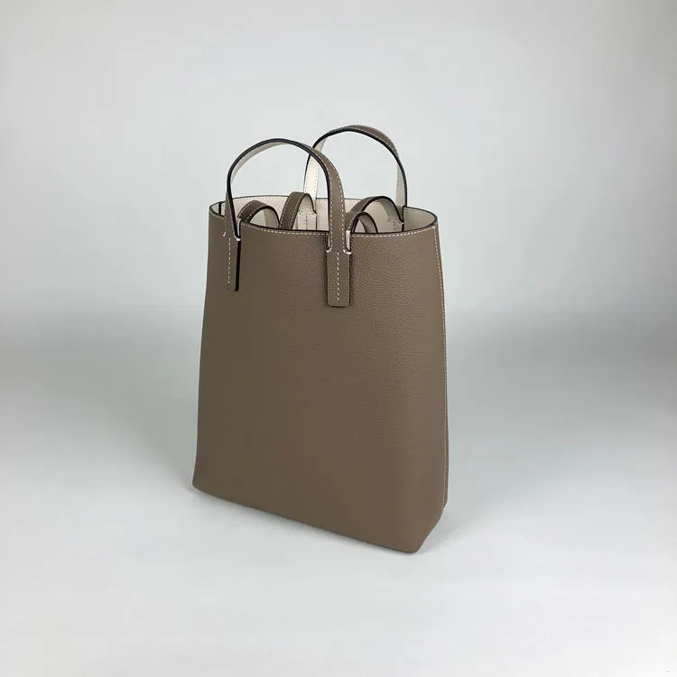 Cute Womens Gray&White Leather Shoulder Tote Bag Best Tote Handbag Shopper Bag Purse for Ladies