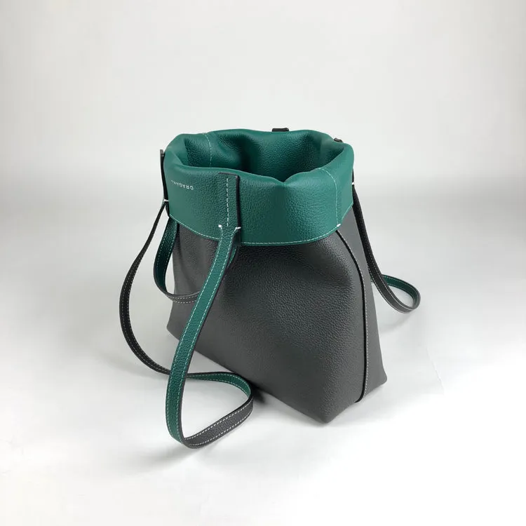 Cute Womens Gray&White Leather Shoulder Tote Bag Best Tote Handbag Shopper Bag Purse for Ladies