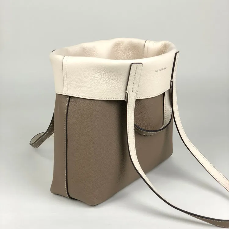Cute Womens Gray&White Leather Shoulder Tote Bag Best Tote Handbag Shopper Bag Purse for Ladies